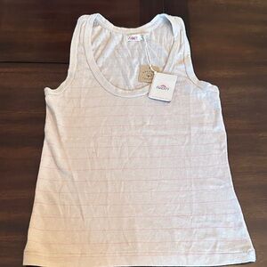 Faherty Cream and Pink Striped Tank Top